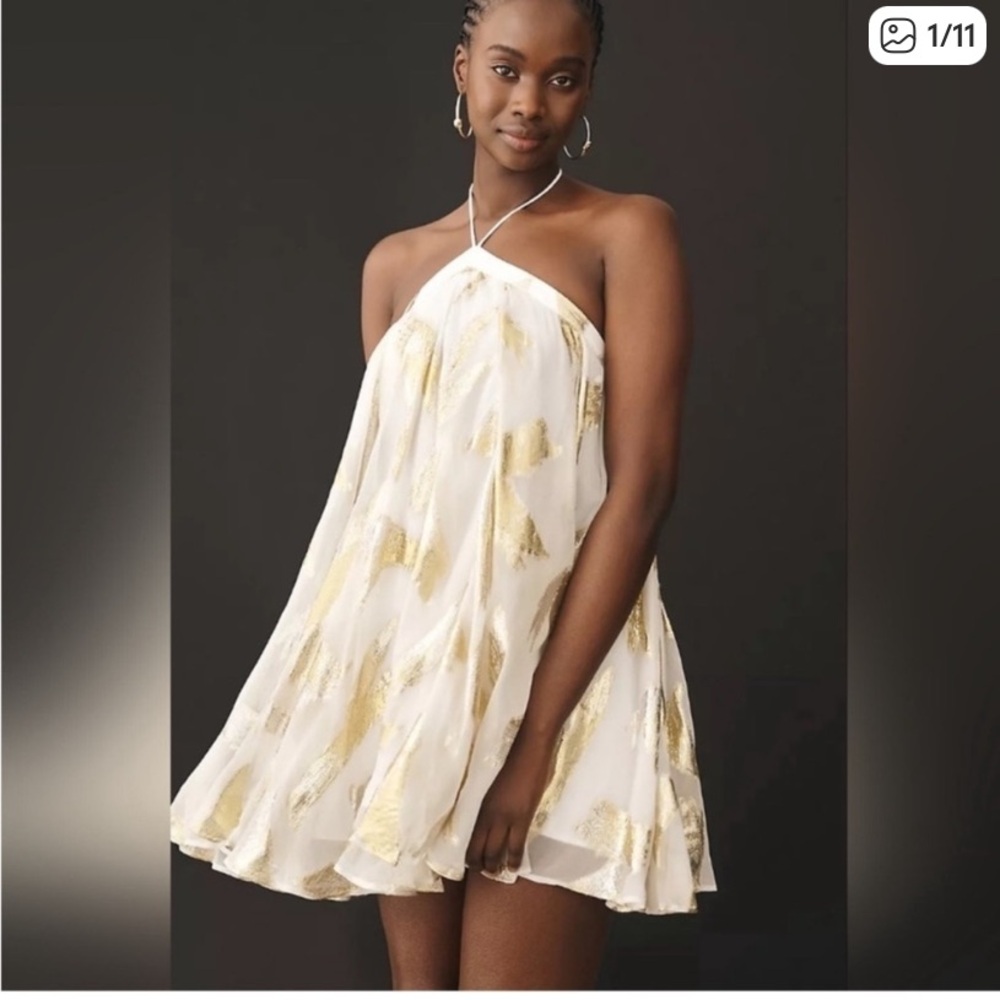 Anthropologie Pinnacle by Shruti Sancheti Sheer Halter Swing Dress Sold Out sz L - Picture 16 of 16